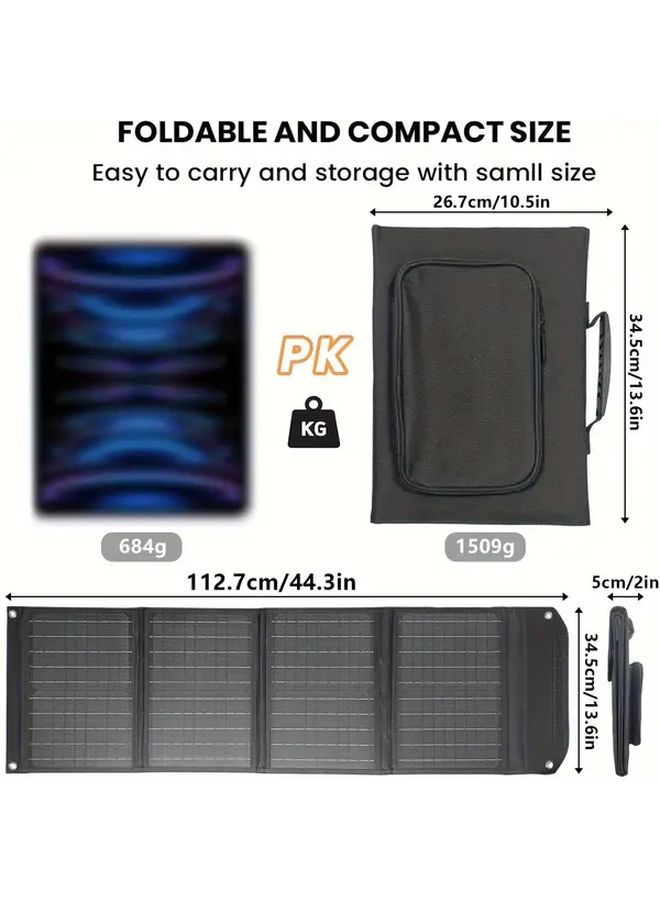 Portable 40W Foldable Solar Panel Charger Monocrystalline Solar Power Bank With USB Type C DC Output For Outdoor Camping Hiking Emergency And Household Use - Image 3