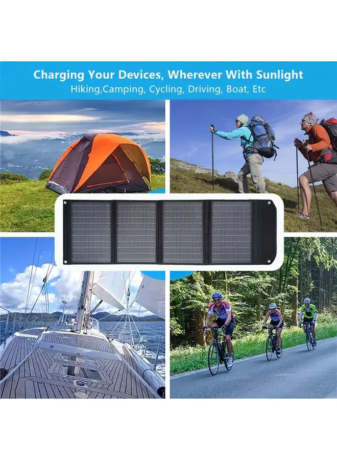 Portable 40W Foldable Solar Panel Charger Monocrystalline Solar Power Bank With USB Type C DC Output For Outdoor Camping Hiking Emergency And Household Use - Image 2