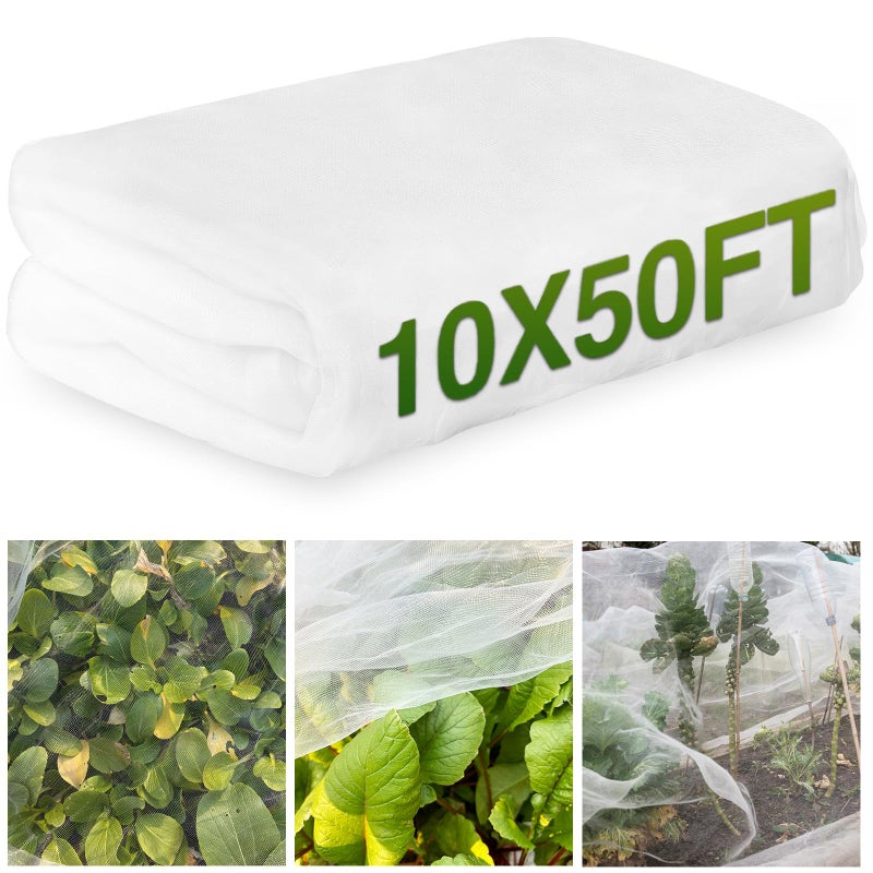 Pynqdfu 10x50FT Mosquito NettingGarden Mesh Ultra Fine Plant Netting Barrier for Garden ProtectionMosquito Mesh Screen for Protect Vegetables Fruits from Birds Bugs