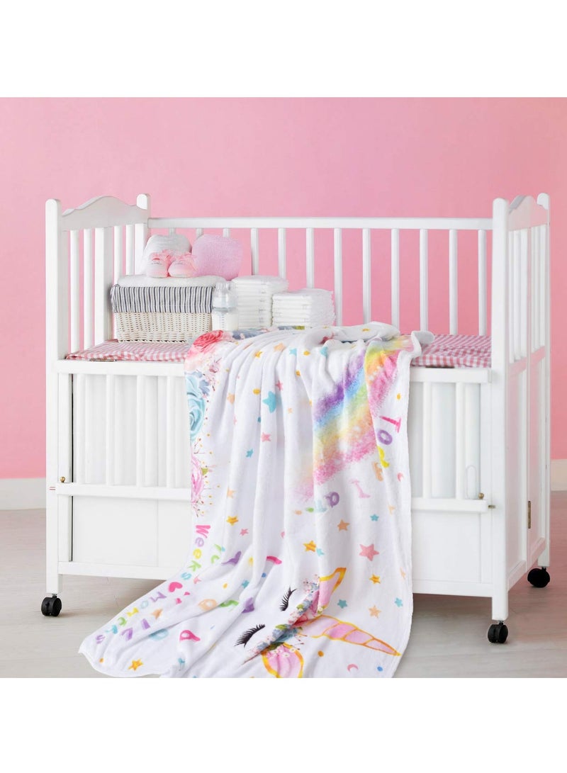KASTWAVE Baby Monthly Milestone Blanket, Cute Unicorn Design, 60” × 40” Soft Fleece Photography Background Blanket Weekly Monthly Girls Infant Quilt Newborn Birthday - Image 4