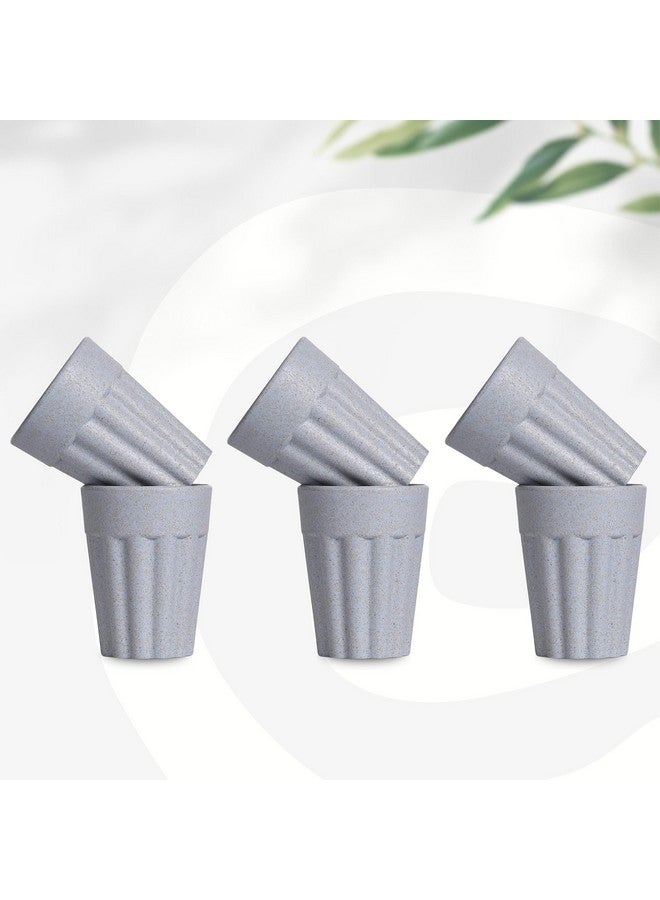 eha Set of 6 Earth-Friendly Cutting Chai Cups | 100 ml | Coffee Cup Made with Rice Husk & Bamboo Fibers | Microwave Safe Tea Set |Hot & Cold Coffee Mug, Milk & Tea Cup Set| Azure - Image 1