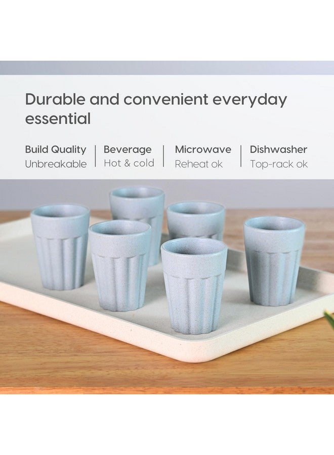 eha Set of 6 Earth-Friendly Cutting Chai Cups | 100 ml | Coffee Cup Made with Rice Husk & Bamboo Fibers | Microwave Safe Tea Set |Hot & Cold Coffee Mug, Milk & Tea Cup Set| Azure - Image 4
