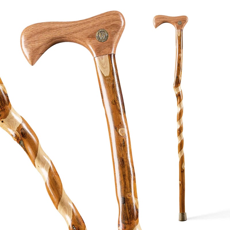 Brazos Brazos Rustic Wood Walking Cane Twisted Hickory Traditional Style Handle for Men Women Made in the USA 37