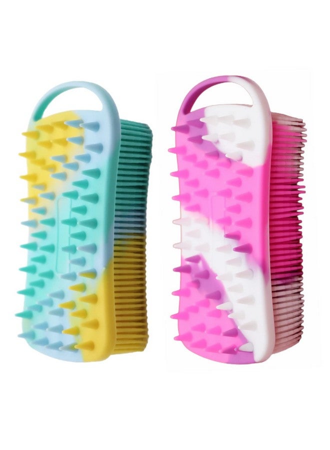 CINLITEK Inlitek 2Pack Dual Sided Silicone Body Scrubber For Exfoliating Shower&Scalp Massage 2 In 1 Bath&Shampoo Brush Soft Body Exfoliator Silicone Loofah Shower Scrubber Brush For All Kinds Of Skin - Image 2