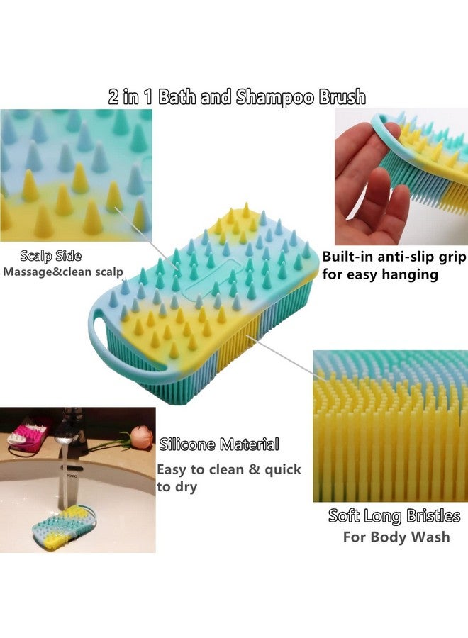 CINLITEK Inlitek 2Pack Dual Sided Silicone Body Scrubber For Exfoliating Shower&Scalp Massage 2 In 1 Bath&Shampoo Brush Soft Body Exfoliator Silicone Loofah Shower Scrubber Brush For All Kinds Of Skin - Image 3