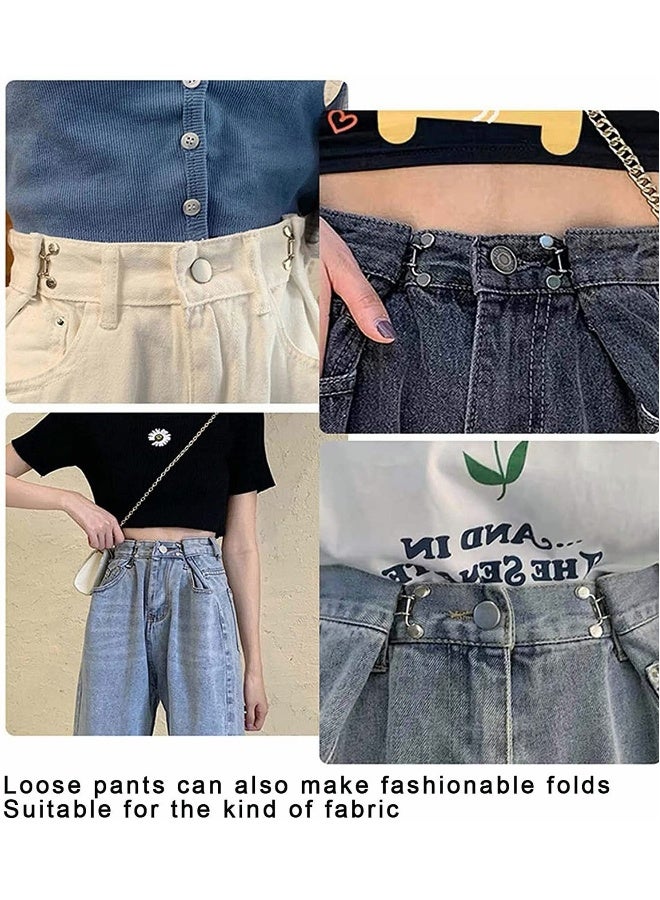 Upgraded Adjustable Nail-Free Waist Buckles, Premium 4 Sets Adjustable Waist Buckle Extender Set Jeans Extender Waist Extender Button for Pants Jeans, Black  - Image 1