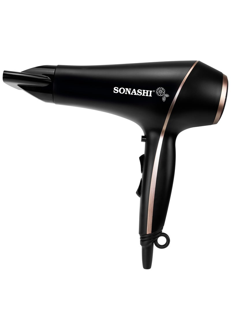 SONASHI Hair Dryer With Straightener SHD-5004 + SHS-2067N Black/Gold - Image 2