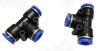 CRAFTSFY CRAFTSFY 8mm8mm8mm Pneumatic Tee Connector Push In Fitting Air Water Vacuum Hose Tube One Touch Push In T Connector Quick Fittings 2PC  - Image 1