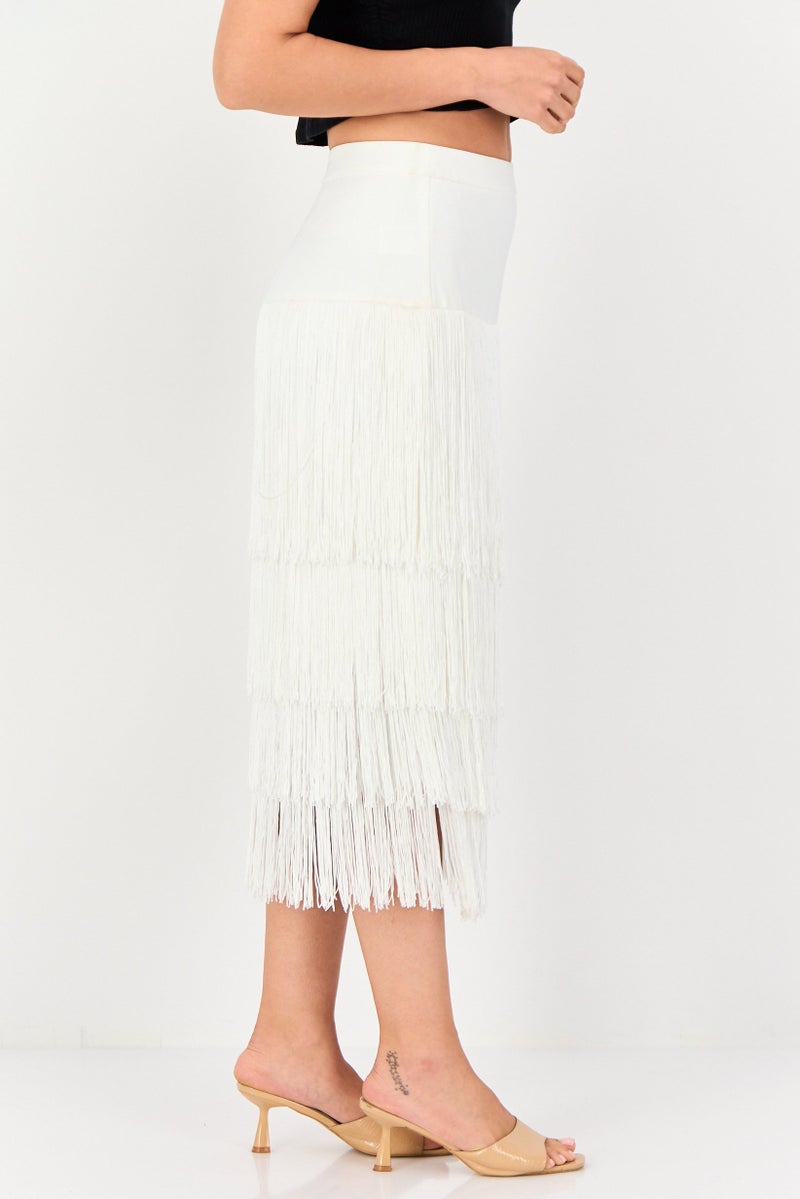 Femi9 تنورة نسائية متعددة الطبقات، بيضاء - Image 3