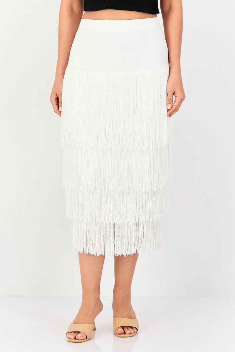 Femi9 تنورة نسائية متعددة الطبقات، بيضاء - Image 1