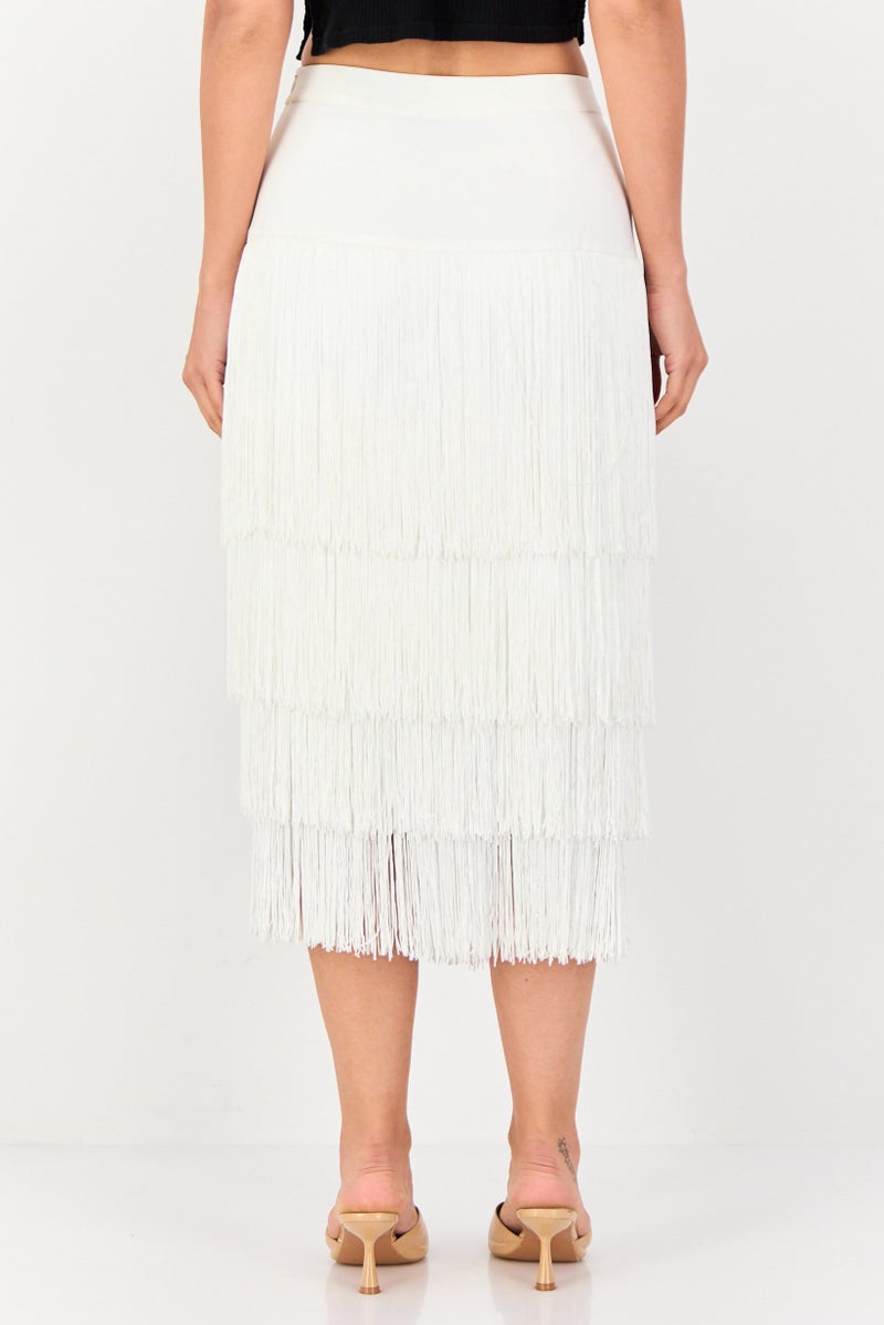 Femi9 تنورة نسائية متعددة الطبقات، بيضاء - Image 2