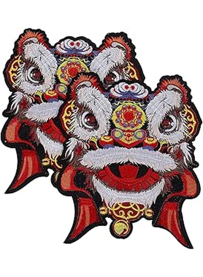 Iron On Patches 2 Pieces Embroidered Lion Appliques For Clothes Repair Decoration - Image 1