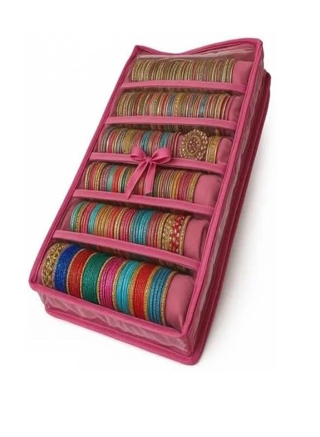 SNA Satin Six Roll Bangle Case Bangle Box Vanity Box (Pink) - Image 1