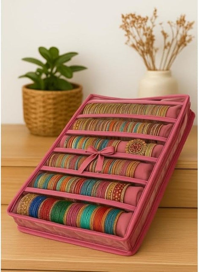 SNA Satin Six Roll Bangle Case Bangle Box Vanity Box (Pink) - Image 2
