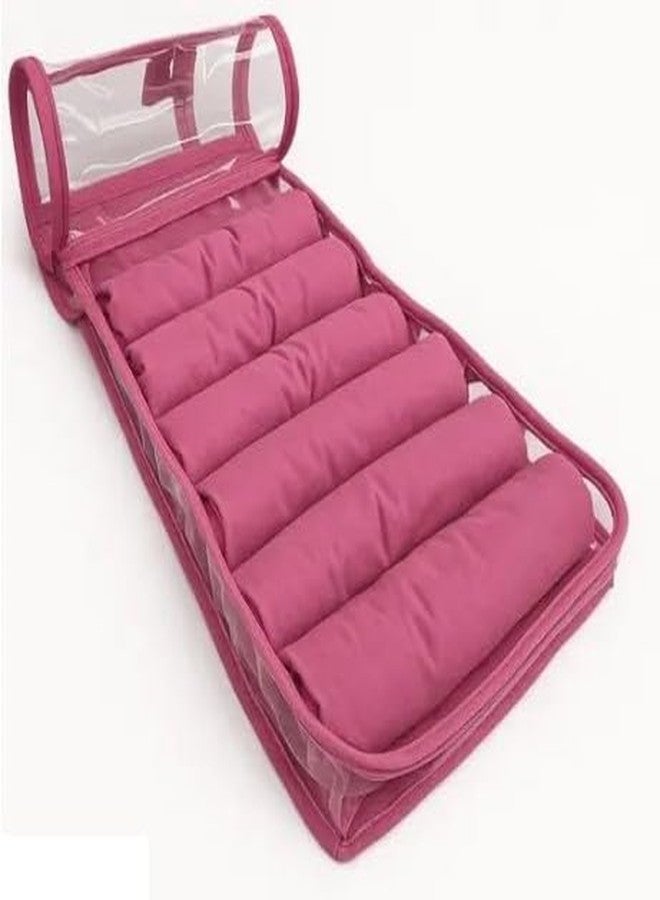 SNA Satin Six Roll Bangle Case Bangle Box Vanity Box (Pink) - Image 4