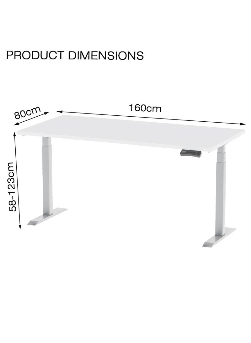 Flexispot Flexispot Standing Desk Dual Motor 3 Stages Electric Stand Up Desk 160cmx75cm Height Adjustable Desk Home Office Desk White Frame + White Desktop - Image 5