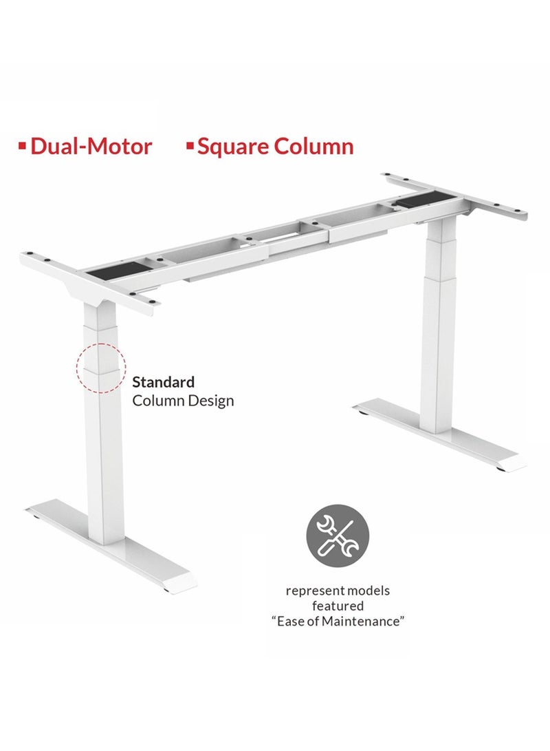 Flexispot Flexispot Standing Desk Dual Motor 3 Stages Electric Stand Up Desk 160cmx75cm Height Adjustable Desk Home Office Desk White Frame + White Desktop - Image 3