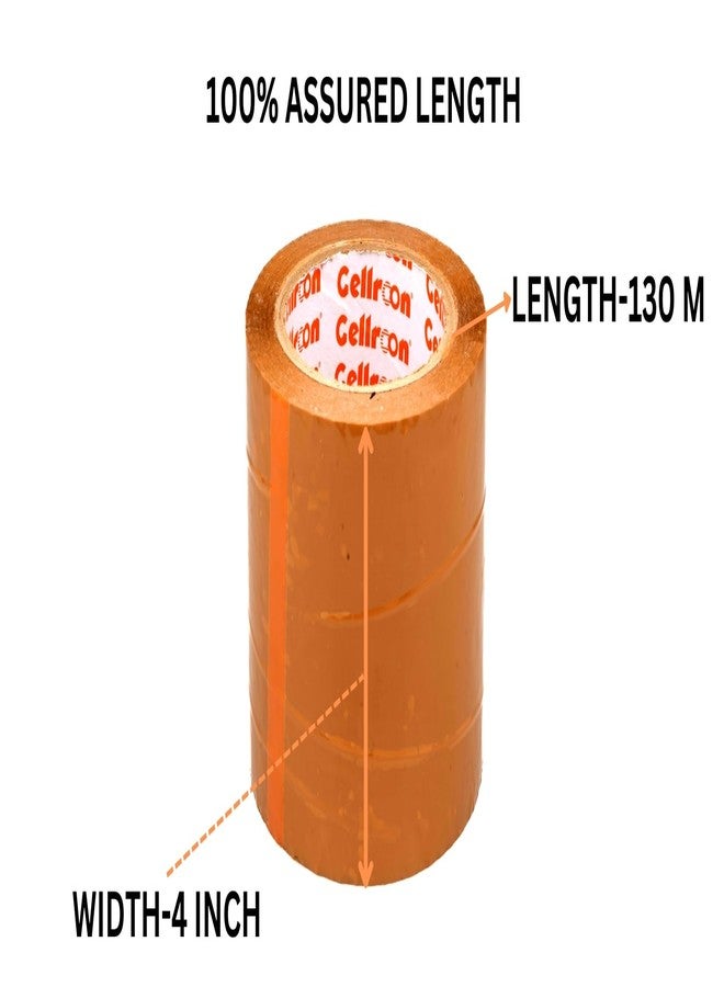 Cellroon Brown cello tape (4inch / 130meters) it is use for Office task's, craft and DIY Projects, Packaging and Shipping | Quick Fixes, Invisible Bonding, Cost-Effective (pack of 1) - Image 3