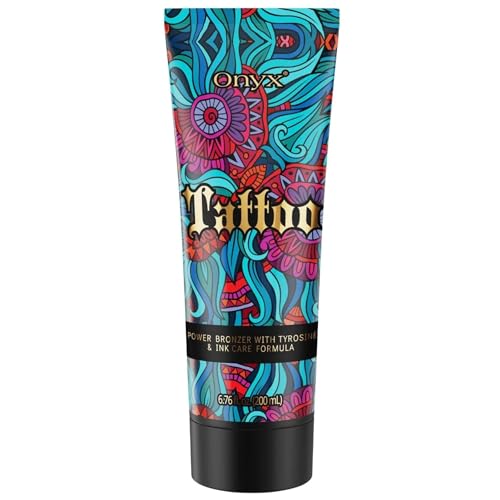 Onyx Tattoo Tanning Bed Lotion with Fade Protection  Ink Care  Color Booster Tattoo Moisturizer for Color Enhancement  Ink Care Indoor Tanning Lotion for Men and Women with Fruit Extract