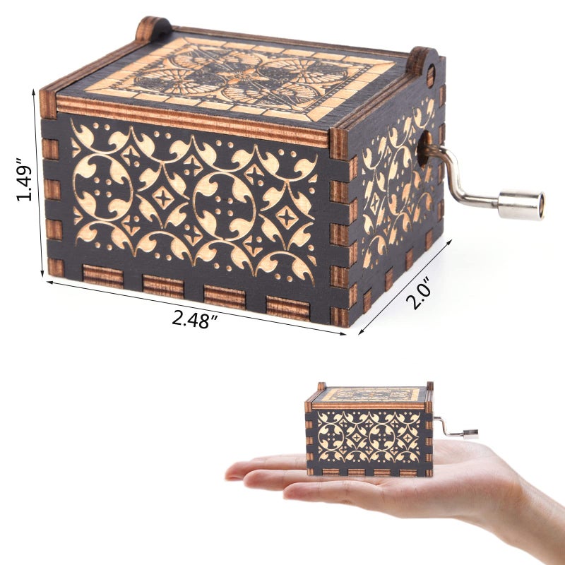 byykit You are My Sunshine Music Boxes,Unique Gifts for Mom/Daughter/Wife,Wooden Hand Crank Vintage Black Musical Boxes for Birthday/Anniversary/Christmas/Valentines Day/Mothers Day - Image 3