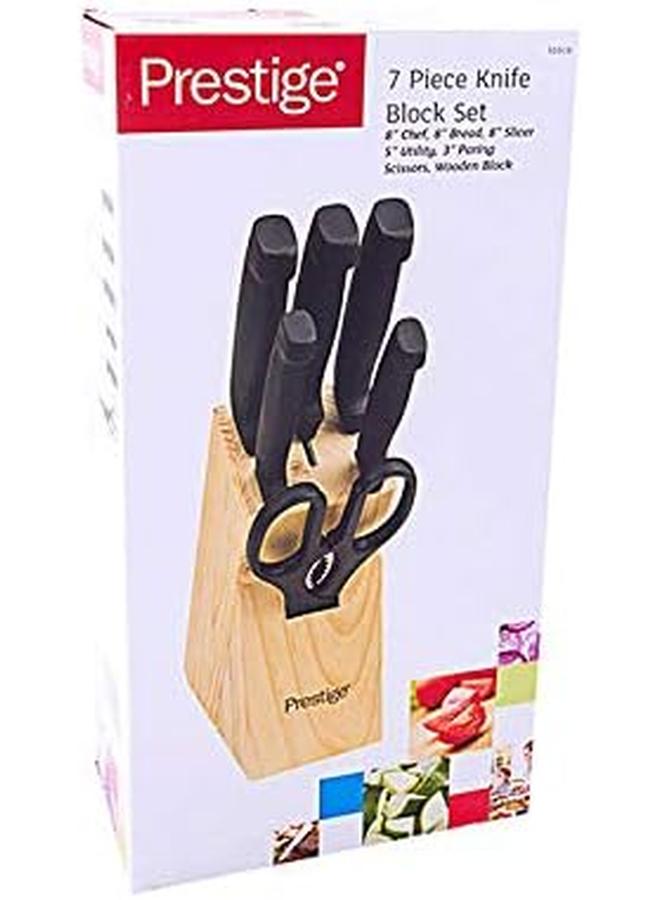 Prestige Bronze Pattern And Silver Plated Knife Block 7 Pieces Set Fade Proof Easy Cleaning Bread 8 Inch Chef 8 Inch Slicing 8 Inch Utility 5 Paring 3 Inch Scissor Stand Pr50919 Black - Image 4