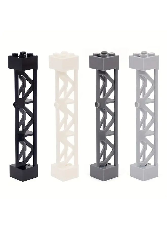 Light Gray ABS Building Block Parts 12pcs Column Bracket Grid Tower for DIY Construction Toys - Image 2