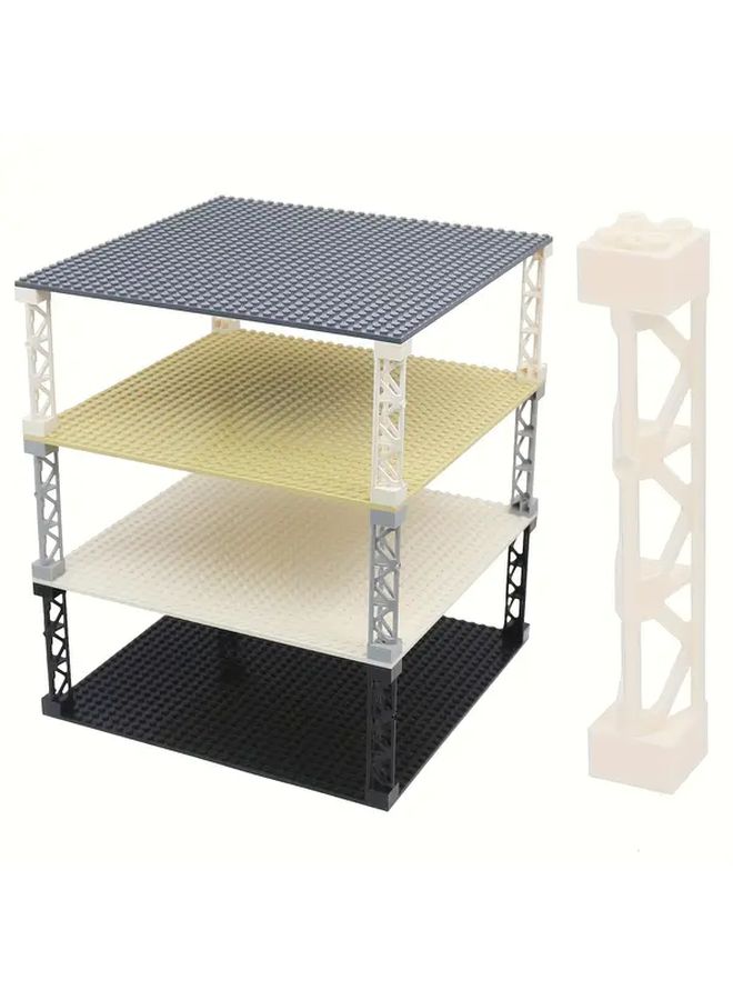 Light Gray ABS Building Block Parts 12pcs Column Bracket Grid Tower for DIY Construction Toys - Image 1