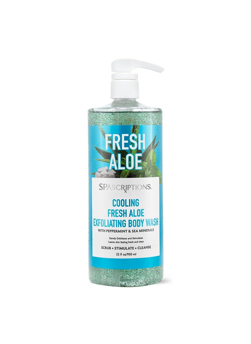 spascriptions - SpaScriptions Cooling Fresh Aloe Exfoliating Body Wash with Peppermint  Sea Minerals Which Gently Exfoliates and Stimulates the Skin 32 oz - Image 1