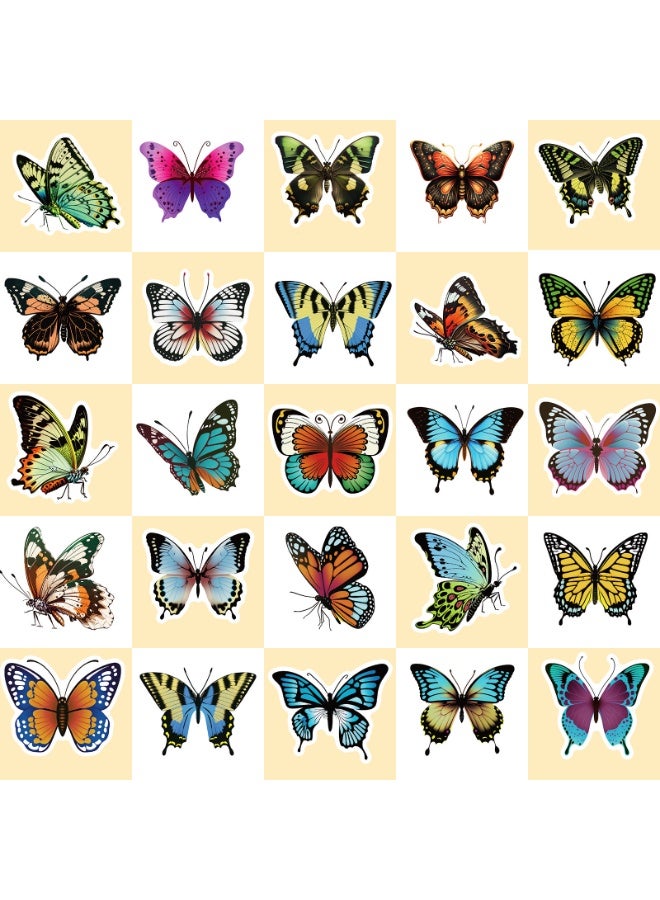 NIBEMINENT 50 Pcs Cartoon Butterfly Deco Kit Waterproof Stickers, High Definition Printing Bright Colors, Suitable for Laptop Skateboard Luggage Water Bottle Guitar DIY  - Image 2