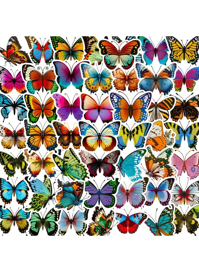 NIBEMINENT 50 Pcs Cartoon Butterfly Deco Kit Waterproof Stickers, High Definition Printing Bright Colors, Suitable for Laptop Skateboard Luggage Water Bottle Guitar DIY  - Image 1