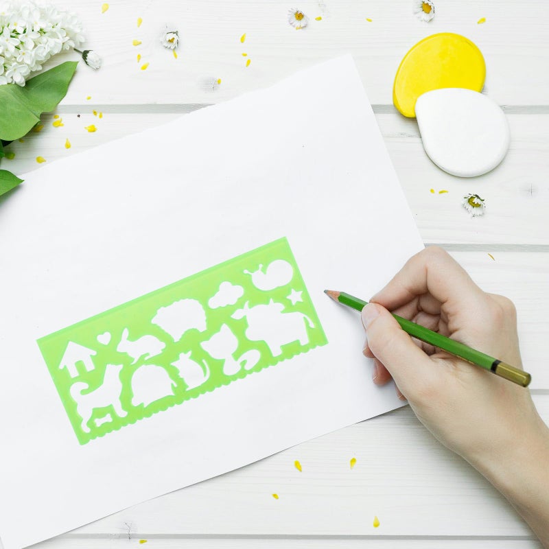 minimaliving Template for Drawing,4 Pack Clear Ruler Animal-Shaped Stencils Drafting Tools Set Stencil Maker Rulers,Rulers for Kids,Measuring Templates Rulers for Office,School,Drawing - Image 2
