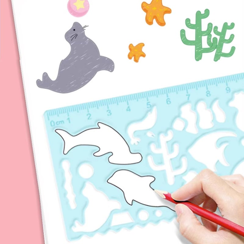 minimaliving Template for Drawing,4 Pack Clear Ruler Animal-Shaped Stencils Drafting Tools Set Stencil Maker Rulers,Rulers for Kids,Measuring Templates Rulers for Office,School,Drawing - Image 3