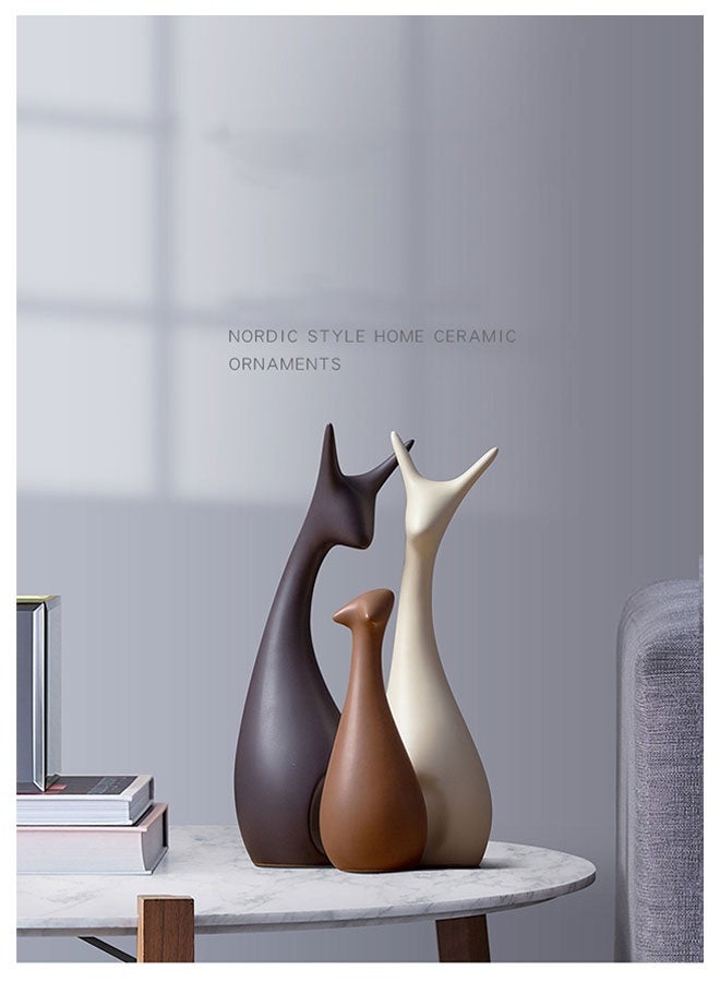4 Pcs Modern Home Decor Statues, Porcelain Deer Family Sculptures, Ceramic Deer Statue Decorations, Decorative Crafts Set/Figurine, Abstract Animal Sculpture Ornaments, Creative Home Decor Accents, Decoration Items for Bookshelf Living Room Office Desk Shelf Coffee Table TV Cabinet - Image 4