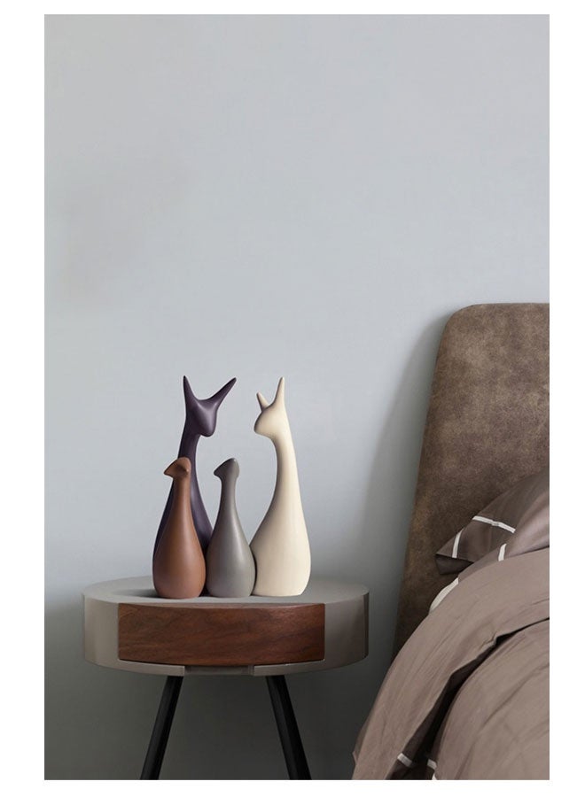 4 Pcs Modern Home Decor Statues, Porcelain Deer Family Sculptures, Ceramic Deer Statue Decorations, Decorative Crafts Set/Figurine, Abstract Animal Sculpture Ornaments, Creative Home Decor Accents, Decoration Items for Bookshelf Living Room Office Desk Shelf Coffee Table TV Cabinet - Image 5