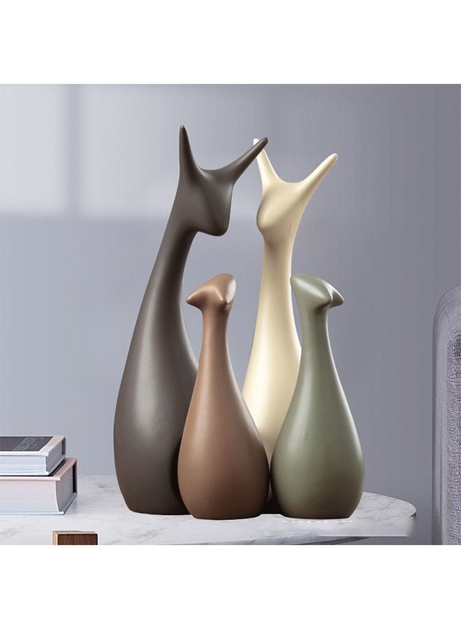 4 Pcs Modern Home Decor Statues, Porcelain Deer Family Sculptures, Ceramic Deer Statue Decorations, Decorative Crafts Set/Figurine, Abstract Animal Sculpture Ornaments, Creative Home Decor Accents, Decoration Items for Bookshelf Living Room Office Desk Shelf Coffee Table TV Cabinet - Image 1