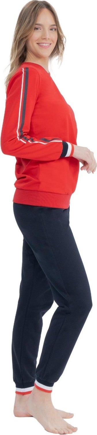 U.S. Polo Assn. Women's Cotton 2 Yarn Long Sleeve Home Wear Pajama Set - Image 1