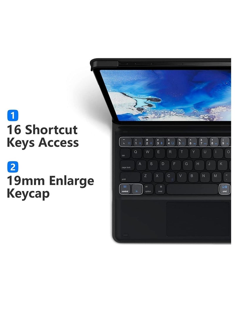حافظة لوحة مفاتيح Galaxy Tab S8، لوحة لمس مع فتحة لقلم S، لجهاز Samsung Galaxy Tab S8 / S7 بحجم 11 بوصة، لوحة مفاتيح بلوتوث قابلة للشحن وقابلة للفصل، غلاف رقيق من PU - Image 4