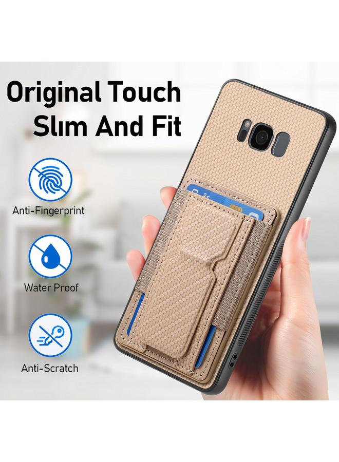 اس-توب جراب هاتف Samsung Galaxy S8 مصنوع من ألياف الكربون مع حامل قابل للطي وحقيبة بطاقات مرنة - Image 5