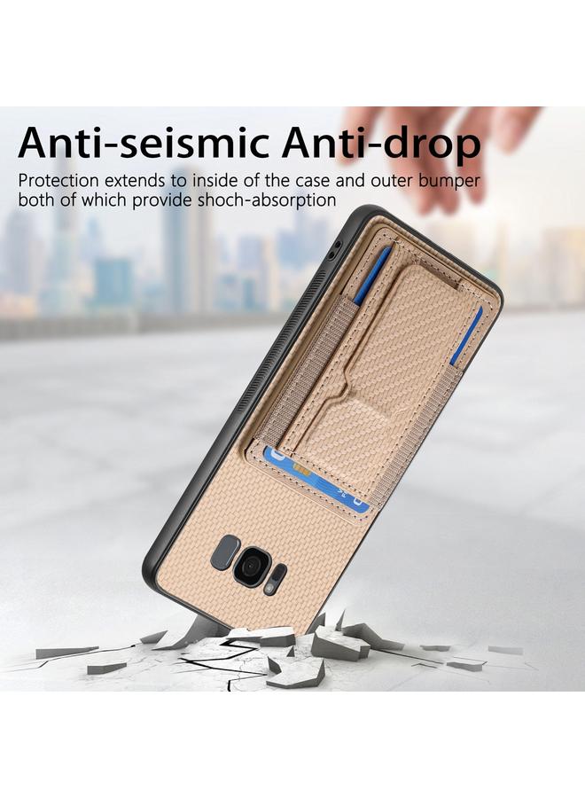 اس-توب جراب هاتف Samsung Galaxy S8 مصنوع من ألياف الكربون مع حامل قابل للطي وحقيبة بطاقات مرنة - Image 3