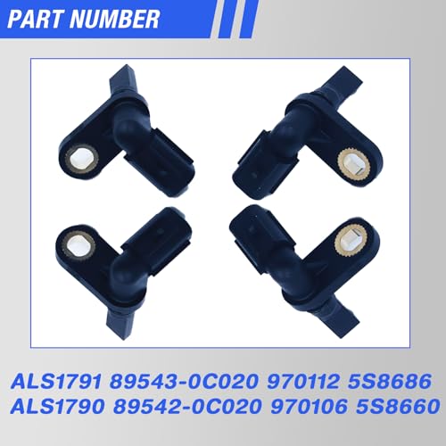 HHGKPVX ABS Wheel Speed Sensor Front Rear Left Right Compatible with Toyota Tundra 2007 2008 2009 2010 2011 2012 2013 2014 2015 2016 2017# 89542-0C020 89543-0C020 (4pcs) - Image 3