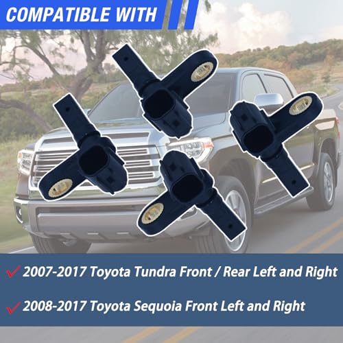 HHGKPVX ABS Wheel Speed Sensor Front Rear Left Right Compatible with Toyota Tundra 2007 2008 2009 2010 2011 2012 2013 2014 2015 2016 2017# 89542-0C020 89543-0C020 (4pcs) - Image 2
