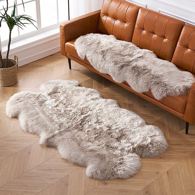 PREMIUM GENUINE SHEEPSKIN RUG LINEN REAL AUSTRALIA SHEEPSKIN NATURAL LUXURY FLUFFY LAMBSKIN FUR AREA RUG SEAT COVERS FOR KIDS BEDROOM SOFA CHAIR COVER PETS DOGS MAT QUARTO PELT4 X 6 LINEN
