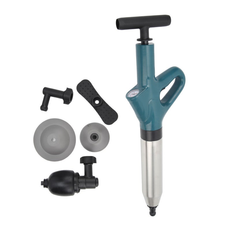 High Pressure Drain Blaster Air Plunger with ABS Stainless Steel Handle - Air Compression Unclogger with Pressure Indicator for Toilets Sinks Drains - Image 1