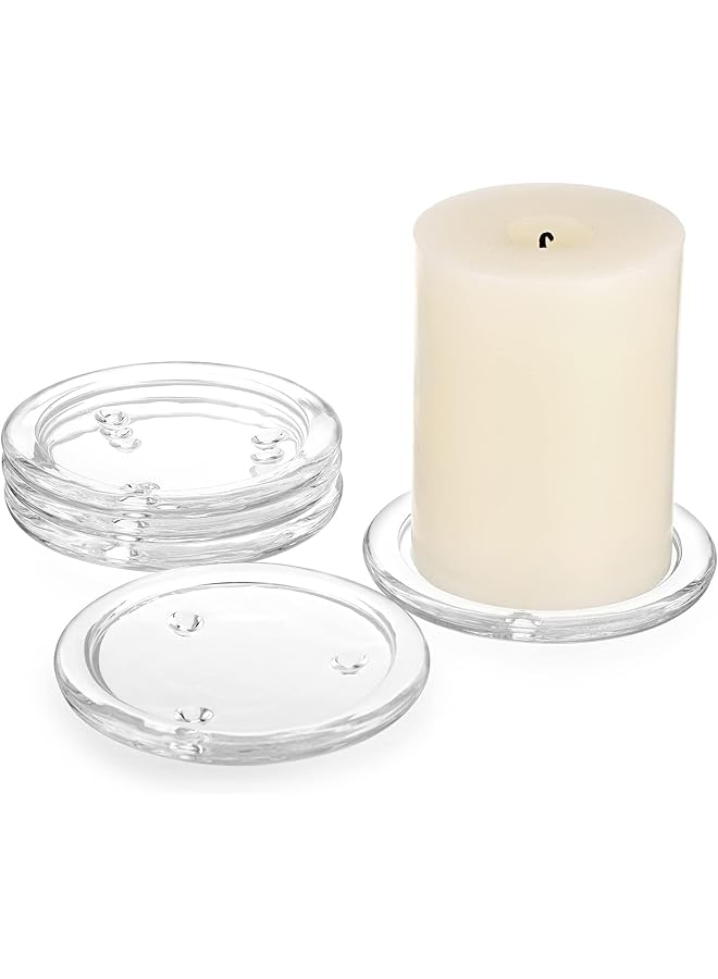 The Bros Glass Candle Tray, 5Pcs Round Clear Pillar Candle Holder, 3.9 Inch Pillar Candle Holders, Modern Style Candle Centerpiece for Dining Table Wedding - Image 1