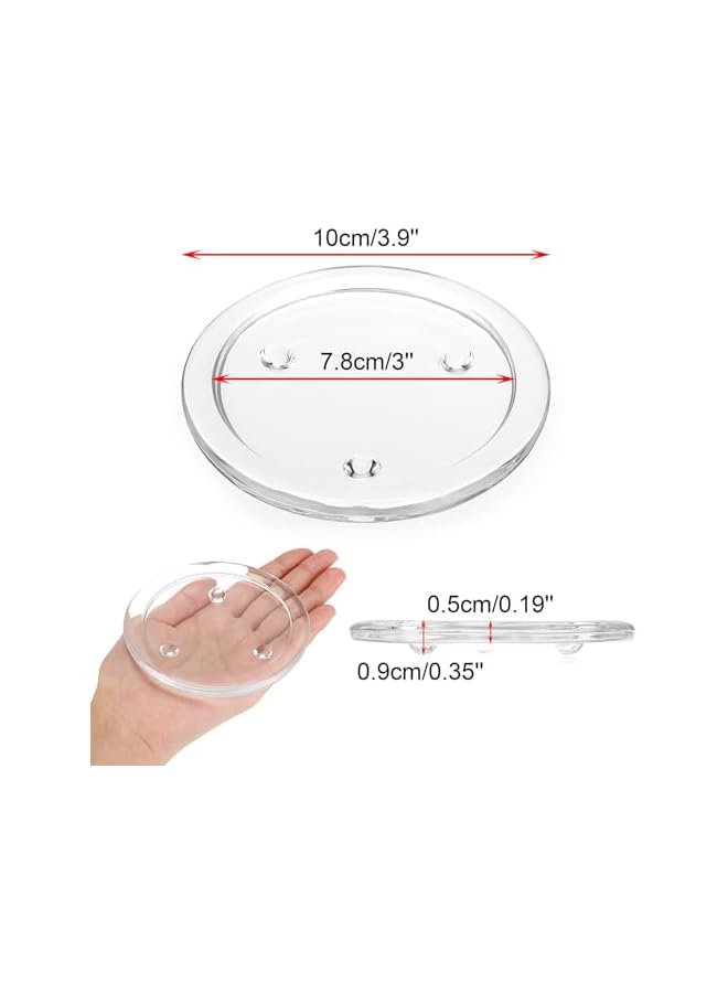 The Bros Glass Candle Tray, 5Pcs Round Clear Pillar Candle Holder, 3.9 Inch Pillar Candle Holders, Modern Style Candle Centerpiece for Dining Table Wedding - Image 5