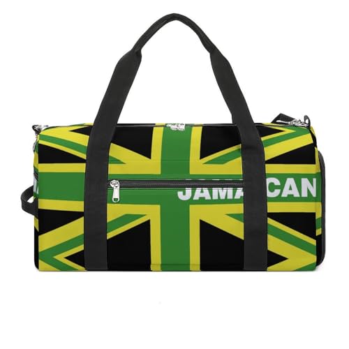 NELife British Jamaican Flag Sport Gym Duffle Travel Bag with Shoe CompartmentWet Pocket for Men and Women - Image 1