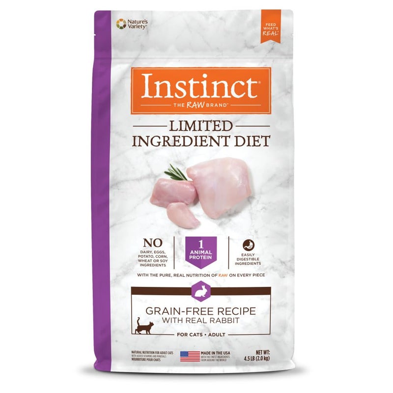 Instinct Limited Ingredient Diet, Natural Dry Cat Food, Grain Free Recipe - Real Rabbit, 4.5 lb. Bag - Image 1