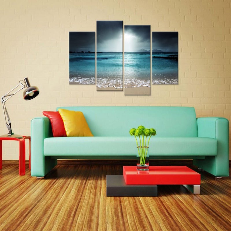 iHAPPYWALL Modern Canvas Wall Art - Blue Ocean Seascape - Image 3