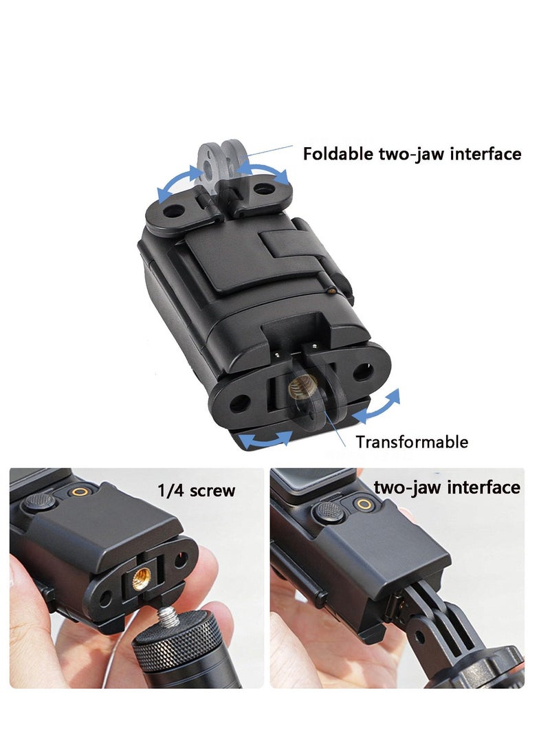 Camera Extension Adapter for DJI Osmo Pocket 3 Compatible Protective Cage Dual Claw Hook Adapter Handle Foldable Tripod Mount Chest Neck Bracket Holder Backpack Clip and Bike Clamp - Image 2