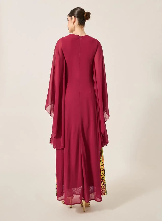 Styli Styli Angel Sleeve Embellished Panel Kaftan